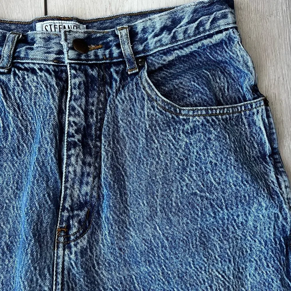 Vtg 80s Stefano acid wash jeans 12 High Rise Straight Leg Mom jean Tapered - Picture 2 of 11